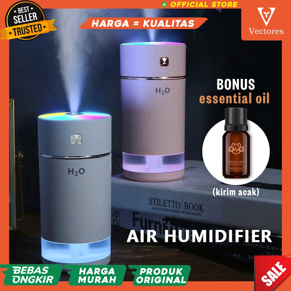 [ORIGINAL] Aromatherapy Car Home Office Humidifier Air Diffuser Alat Pelembab Mengharumkan Udara Rechargeable RGB Fogging Terbaru Anti Virus Bakteri Sehat Putih