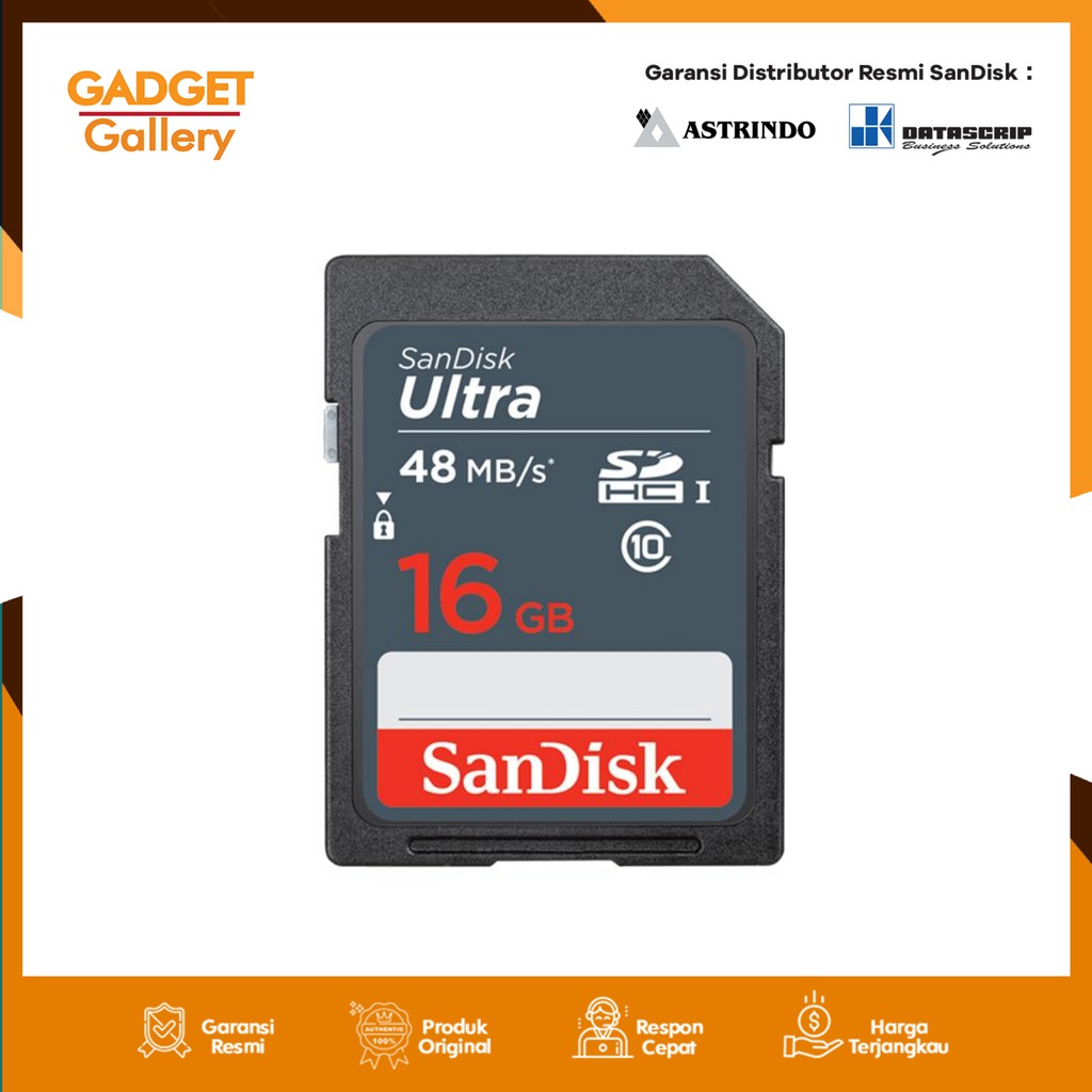 Sandisk Ultra SDHC Sdcard 16 GB 48mbps Class 10 Sd Card