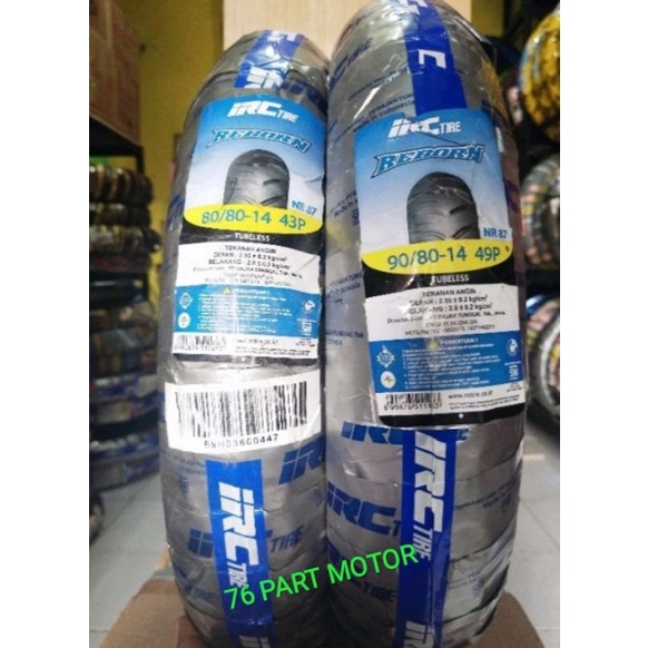 BAN TUBELESS IRC 80/80 .14 &amp; 90/80 .14 FREE PENTIL