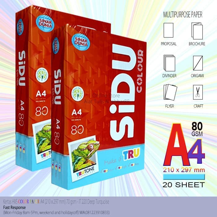 Kertas HVS Warna Sinar Dunia / SiDU A4 80 gsm IT 220 Deep