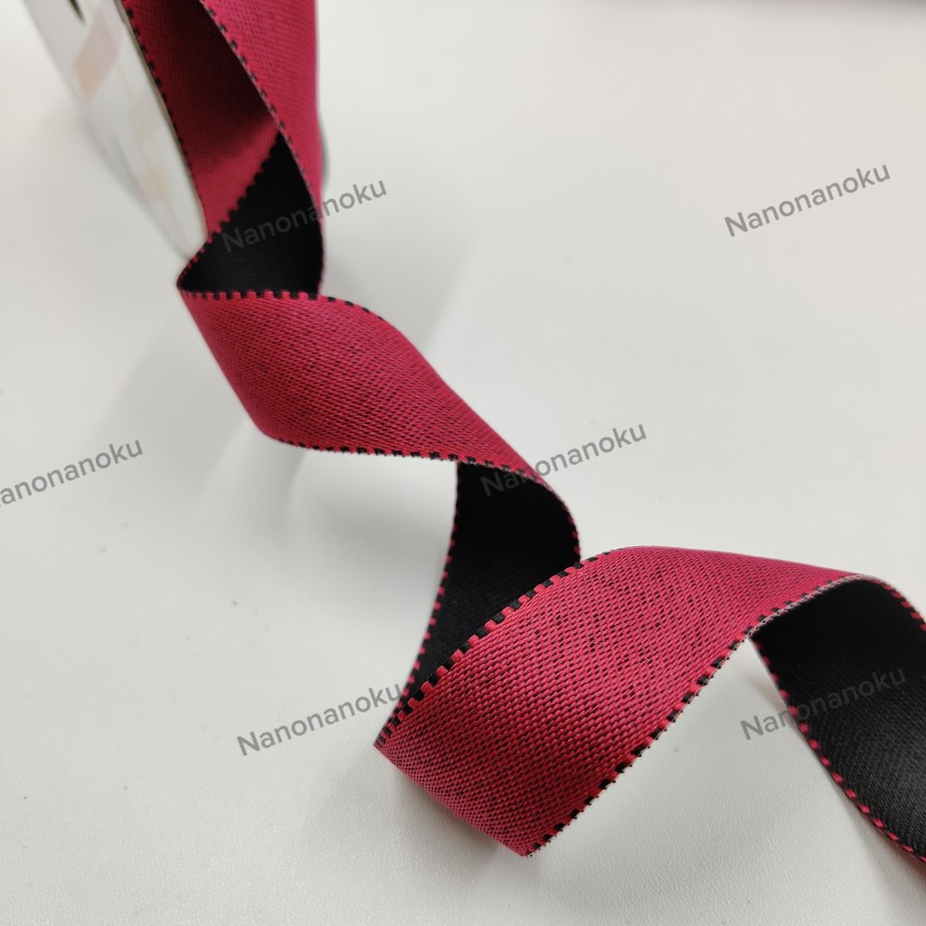 Pita Kain 1 inch 2,5 cm Depan Belakang Beda Warna Lis Bintik Hiasan Hampers Souvenir Mahar Kado