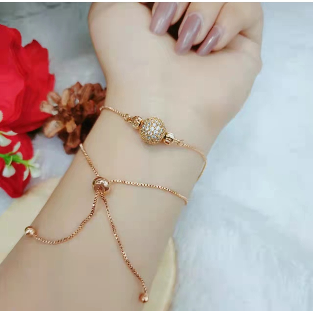 Gelang Serut Xuping Bola Permata Full Perhiasan Fashion (10mm dan 8mm)