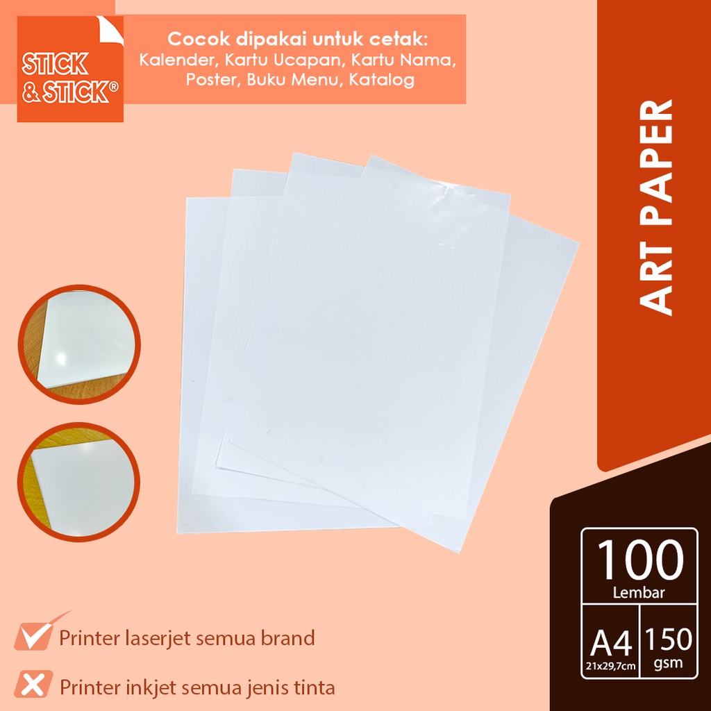 

Art Paper 150 gsm A4 isi 100 Lbr / Kertas Brosur Glossy RJ4