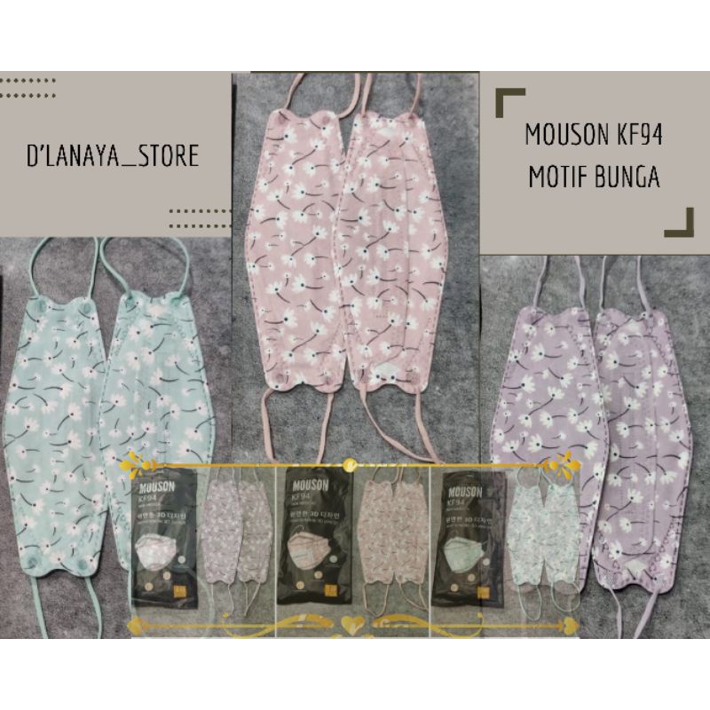 Masker Mouson KF94 || Masker Mouson KF94 Motif Bunga