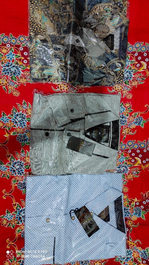 [gridline - Ls035 Tosca & Maroon] Kemeja Batik Slimfit Pria Katun Lengan Panjang