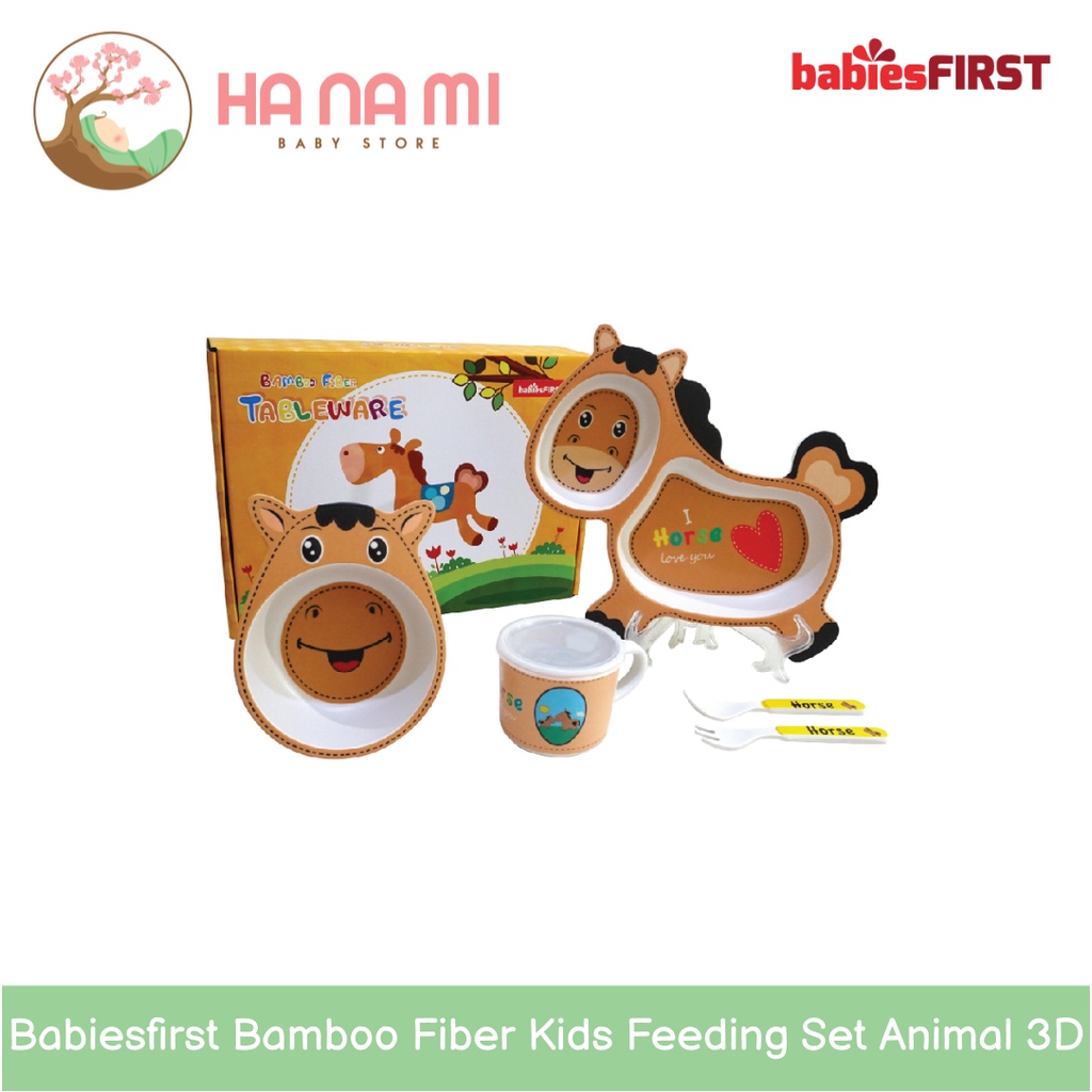 BabiesFirst Bamboo Feeding Set Animals 3D