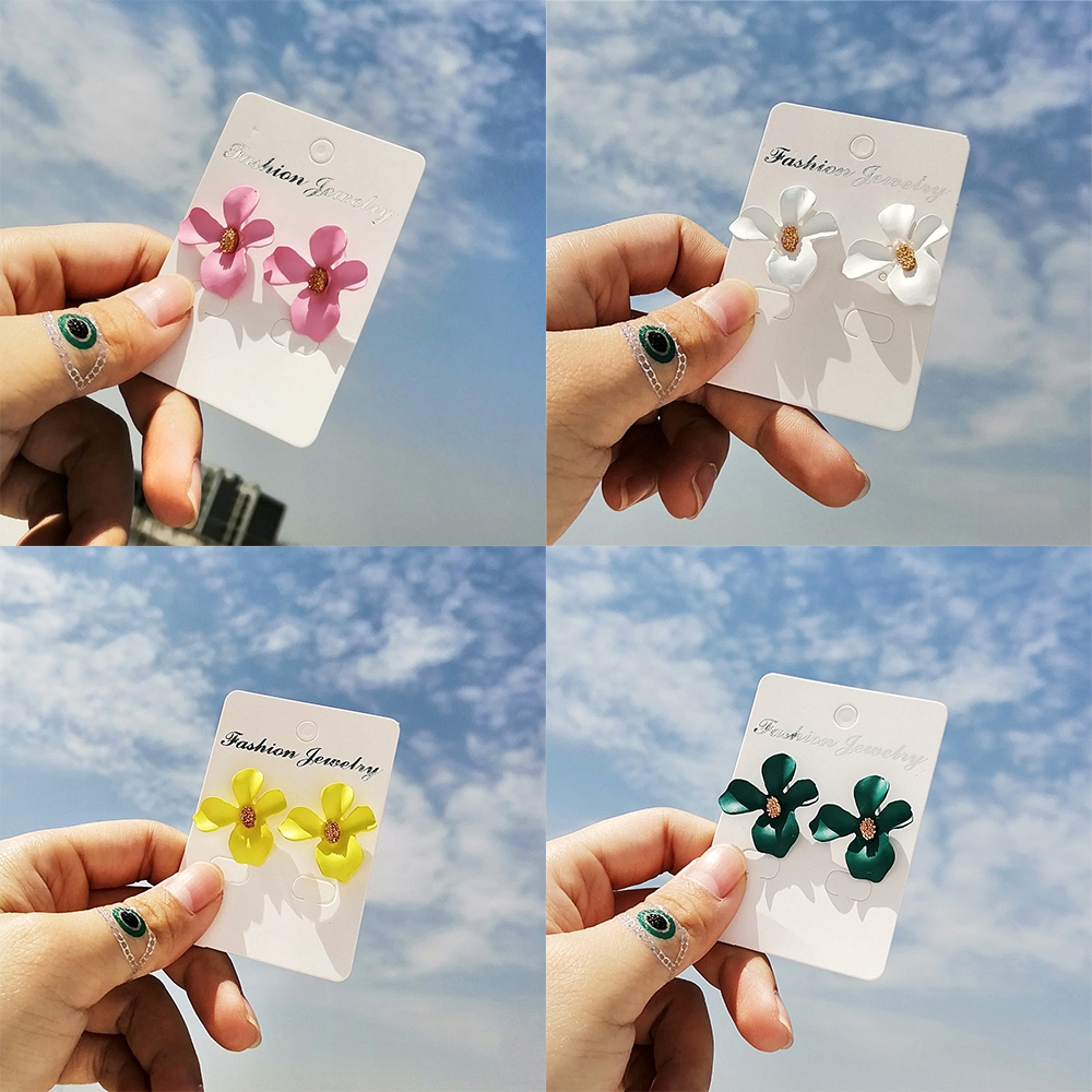 YEEZII Bohemian Flower Stud Earrings Korean Fashion Solid Color Petals Jewelry Drop Earring Summer Accessories