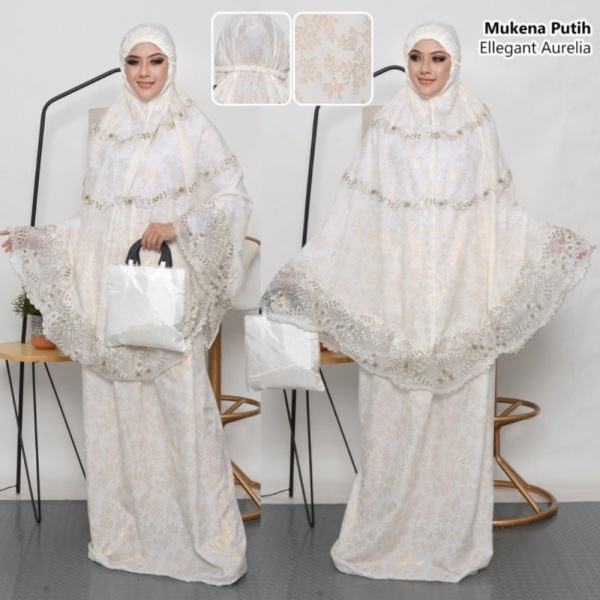 Mukena Renda Putih Cantik Elegant mewah harga grosir Diskon