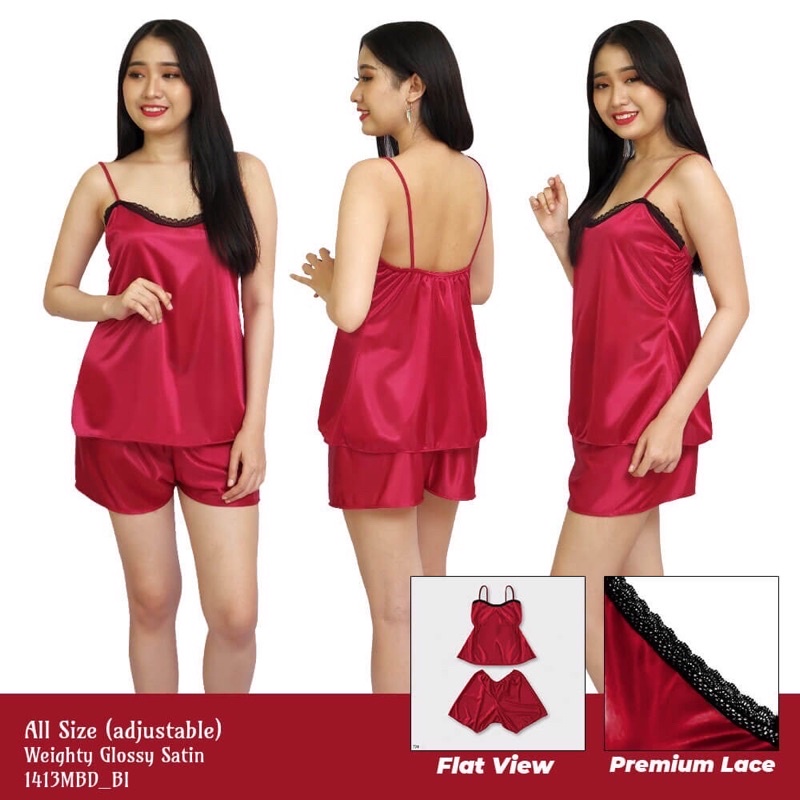 Setelan tanktop baju tidur celana pendek folva clothing setelan tidur bahan satin silk