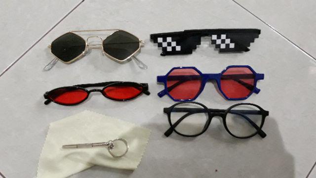 【bayar Di Tempat】kacamata Hitam Import Wanita Model Vintage Frame Plastik Kecil