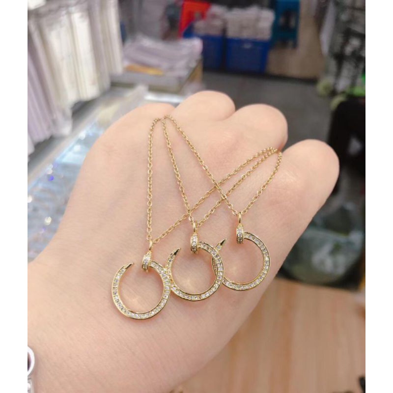Kalung Bulat Model Ctier | Kalung Titanium Anti Karat dan Luntur | Kalung Wanita | Kalung Liontin