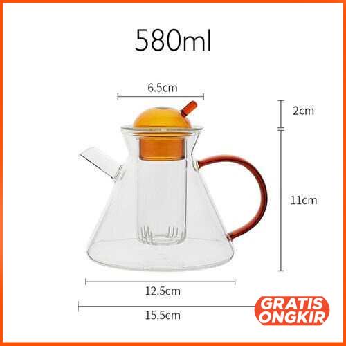 Teko Pitcher Teh Infuser Borosilicate Glass 580ml - KT25