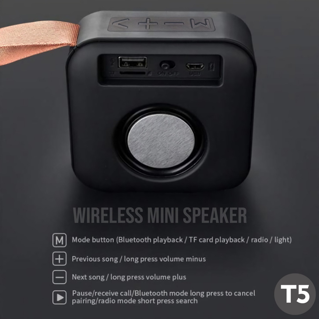 Speaker T5 Bluetooth Wireless Speaker T5 Mini Portable Speaker Mini t5 Speker Murah bisa USB dan Micro SD