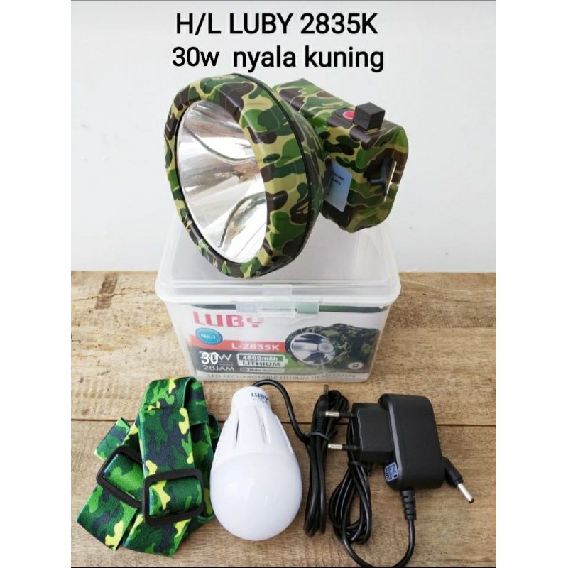 Senter kepala Luby Army L-2835K  - Cahaya kuning 20 & 30 Watt