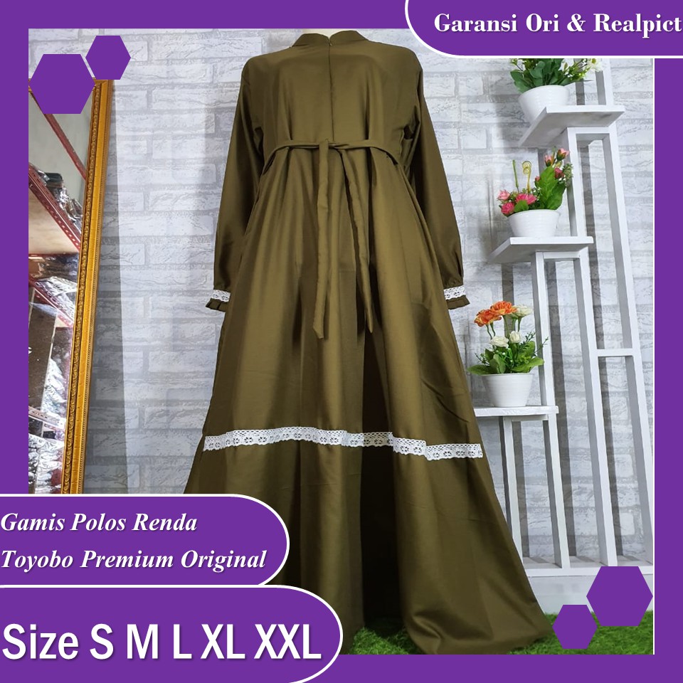 ♂TERBATAS☟ Gamis Bahan Toyobo / Gamis Toyobo ori / Gamis Toyobo Renda / Gamis Katun Toyobo Polos