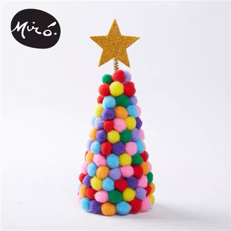 Diy christmas tree pom pom ball prakarya anak pohon natal