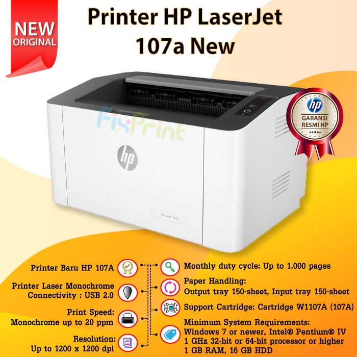 HP Printer M107a Laserjet Monochrome | Laser 107a 4ZB77A