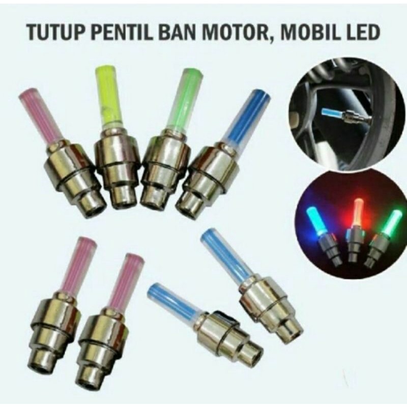 TUTUP PENTIL NYALA LED SEPASANG BISA NYALA UNTUK SEPEDA MOTOR MOBIL