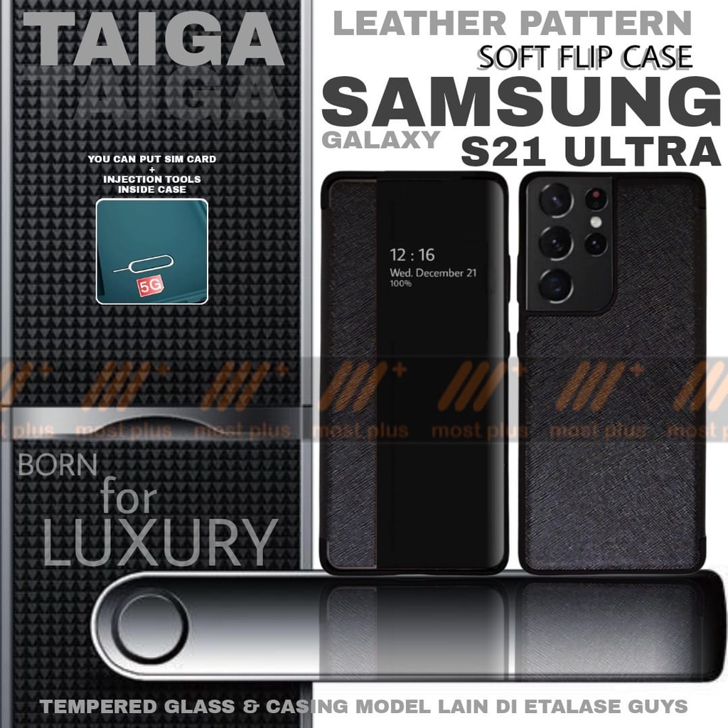 SAMSUNG GALAXY S21 ULTRA TAIGA LEATHER PATTERN FLIP CASE S 21 ULTRA