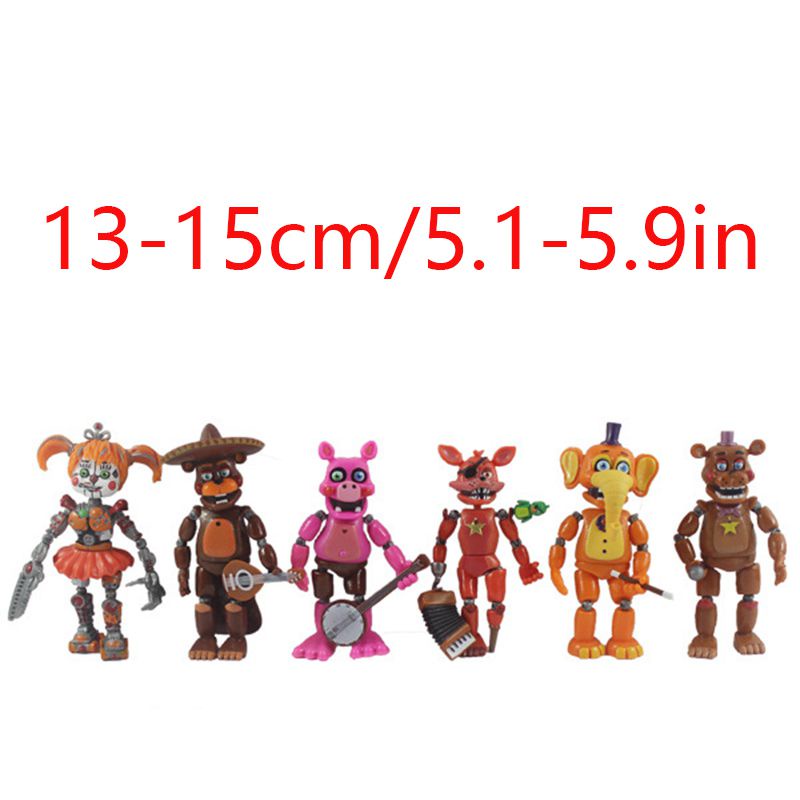 6PCS FNAF Five Nights At Freddy's Light Up Action Figures Movable Joint Game Toy