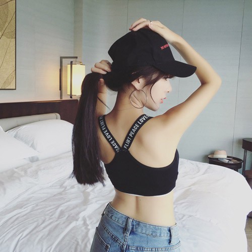 bra sport tali bentuk sport bra tali silang B02#