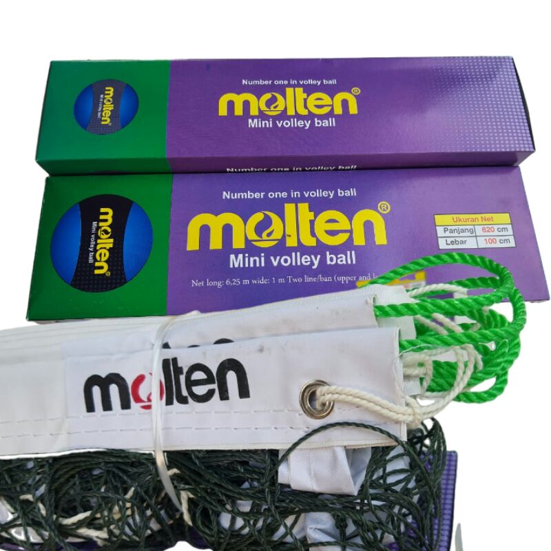ORIGINAL JARING NET LAPANGAN VOLI MINI MOLTEN BOLA SPON PLASTIK LIST BAND ATAS BAWAH