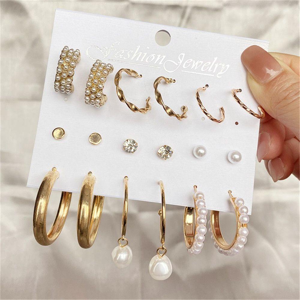 Lily Hoop Earrings Set Gadis Lingkaran Perhiasan Hadiah Geometris