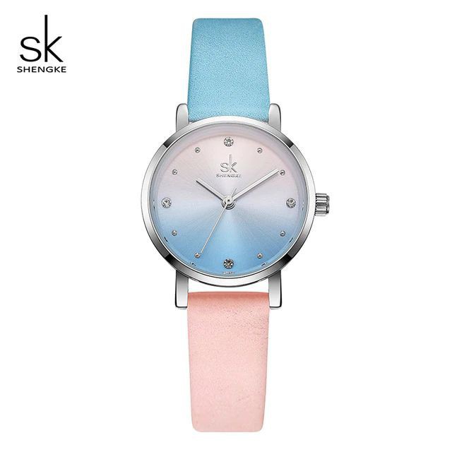 SHENGKE 8029 Jam Tangan Wanita Analog Tali Kulit WK-SBY