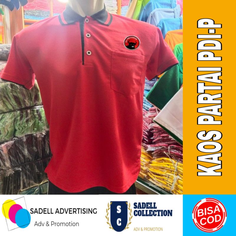 Kaos Partai PDI-P Kaos PDI-P Polo Merah Lengan Pendek Pria