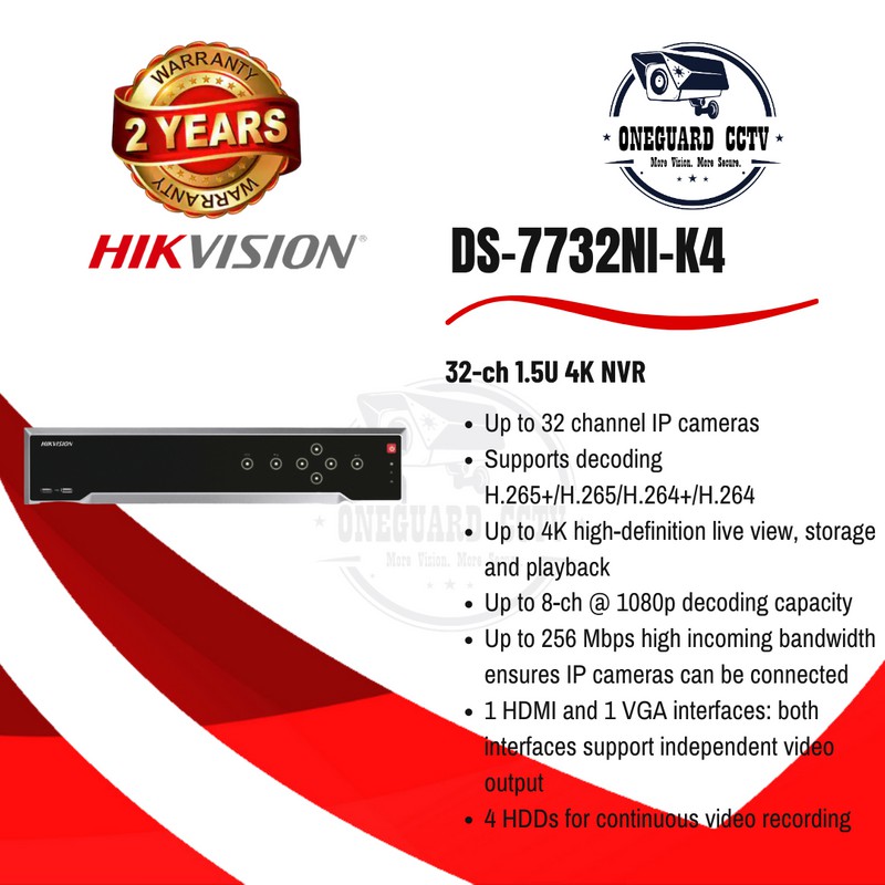 DS-7732NI-K4 HIKVISION NVR 32 CH