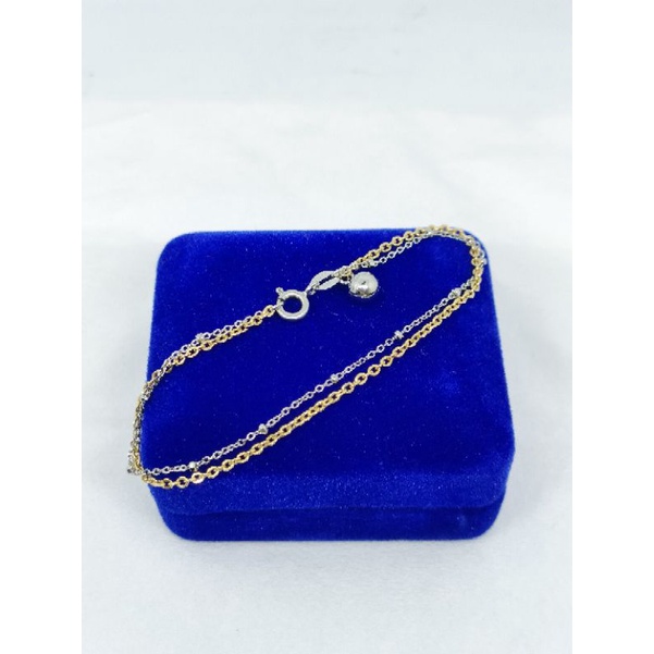 GELANG PERAK ASLI SILVER 925 LAPIS EMAS/GELANG TANGAN RANTAI JEDAR KOMBI NORI VENSY+1BEL/ASLI SILVER/FASHION WANITA