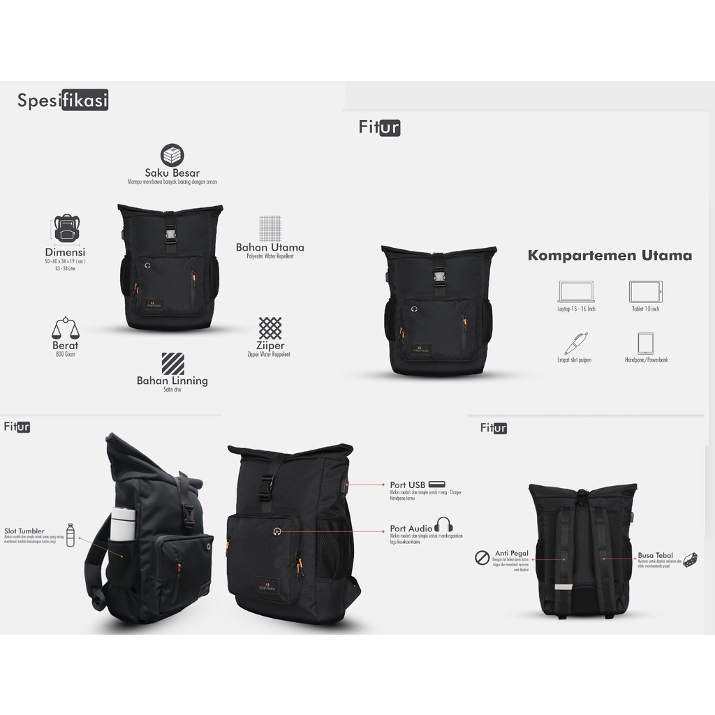 IMORTAL BLACK |ManNeedMe x URBAN| Tas Ransel Punggung Pria Tas Backpack ORIGINAL