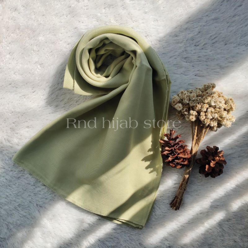 Hijab Segiempat Paris Premium jahit tepi | Red Rose | Varisha | Bintang | Azara-Soft green