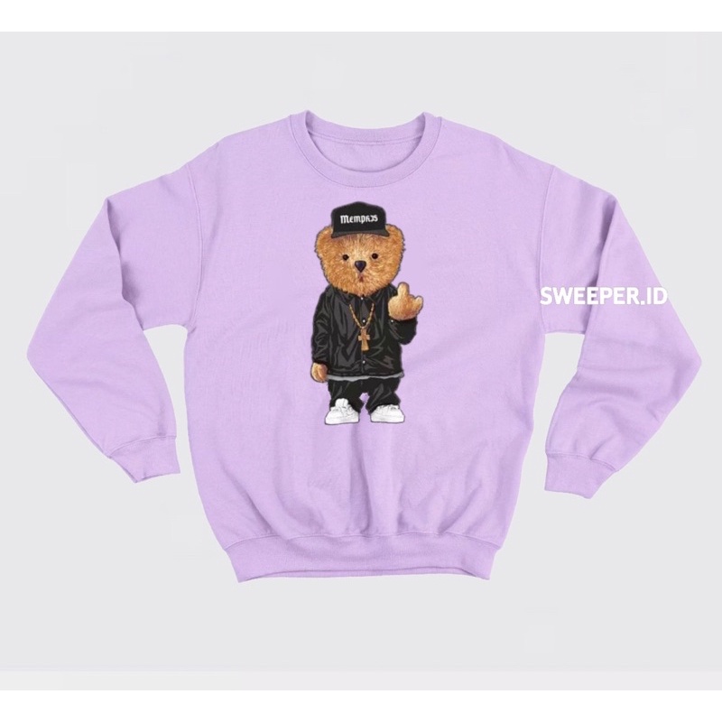 HIP-HOP TEDDY BEAR SABLON PRINTING BAHAN FLEECE