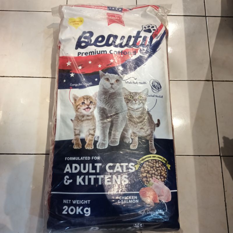 Beauty cat Premium Catfood Adult Cat And Kitten 20kg / Makanan Kucing Kering Chicken &amp; Salmon