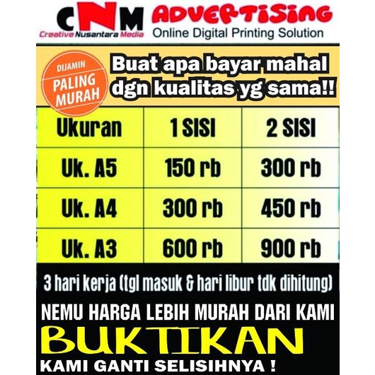 

Cetak Brosur A4/ 2 Sisi 1000 lbr