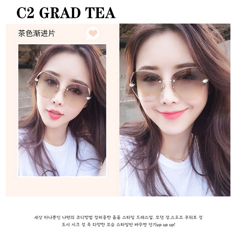 (YUZHU) TERSEDIA &amp; COD Kacamata Hitam Wanita Korean Fashion Gaya Oversized Frameless KACA MATA Sunglasses