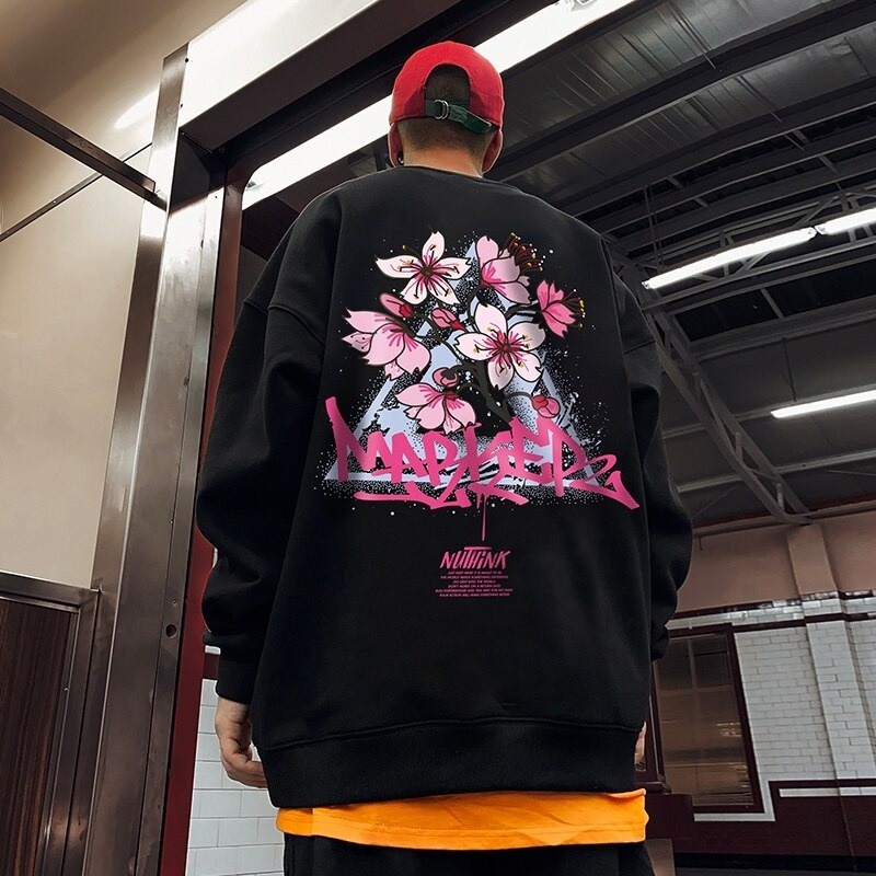 CN sweater crewneck Pria wanita Jaket Switer Motif Simple Kekinian Nuthink Flower Jaket Hoodie Sweat