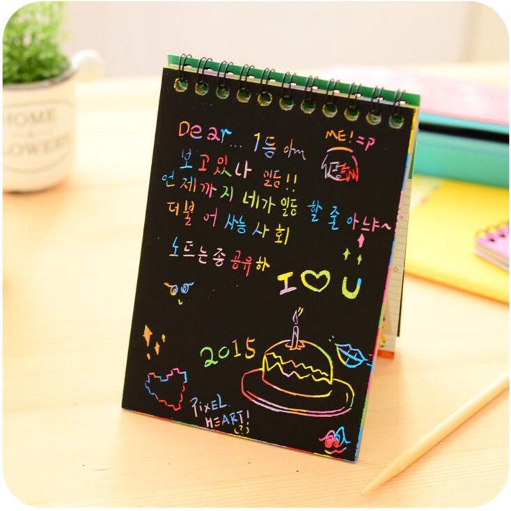 DIY Scratch Note Premium / Magic Book Colourfull Scratch Note Kecil / Black CardBoard