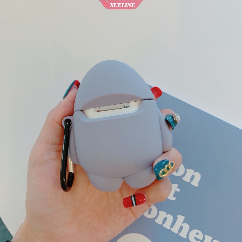 Casing soft case Silikon Motif Kartun Hiu Untuk AirPods 1 / 2 / 3 Pro