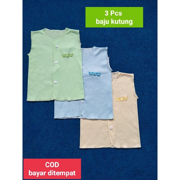 3 Pcs Baju Bayi Newborn Kutung Tanpa Lengan