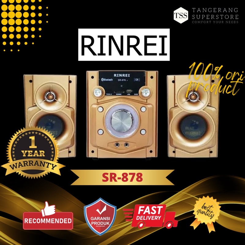 SPEAKER BLUETOOTH KARAOKE RINREI SR-878 SR878 SPEAKER BASS MURAH