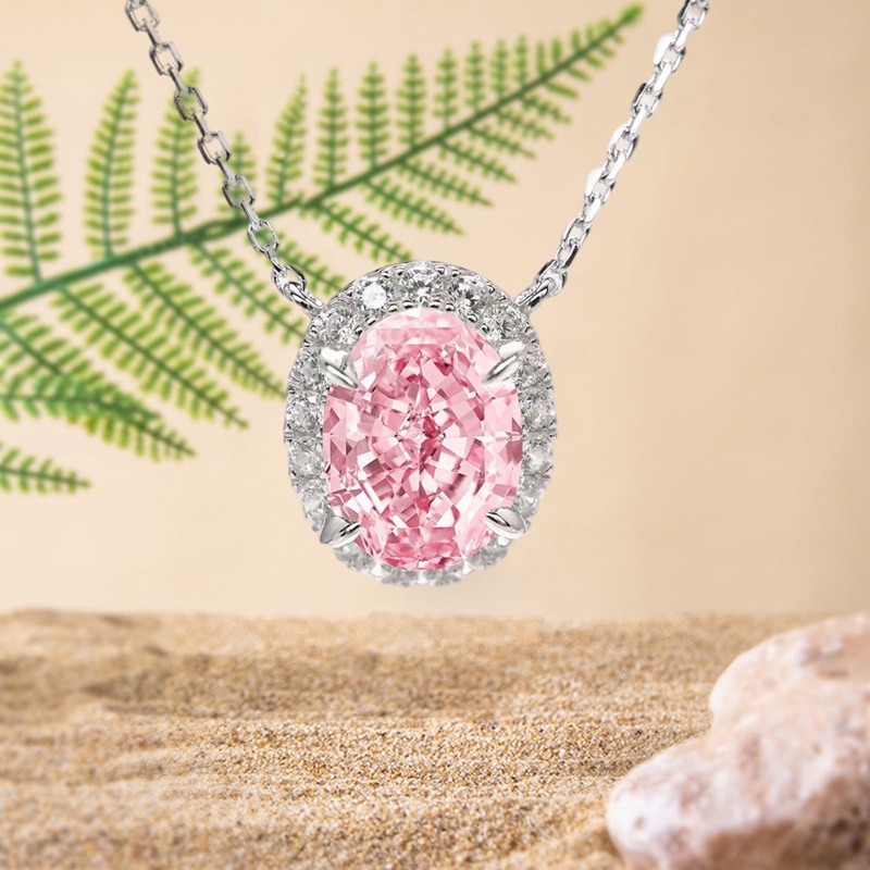 Kalung Liontin Bentuk Oval Bahan Cubic Zirconia AAA Untuk Wanita