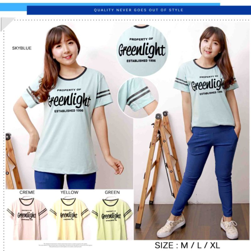 Kaos Distro Greenlight Wanita Original