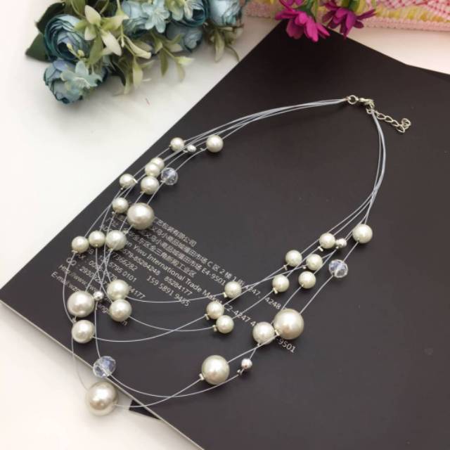 Kalung Etnik Mutiara pearl warna Abu-coklat-ungu-hitam-putih Mp-010