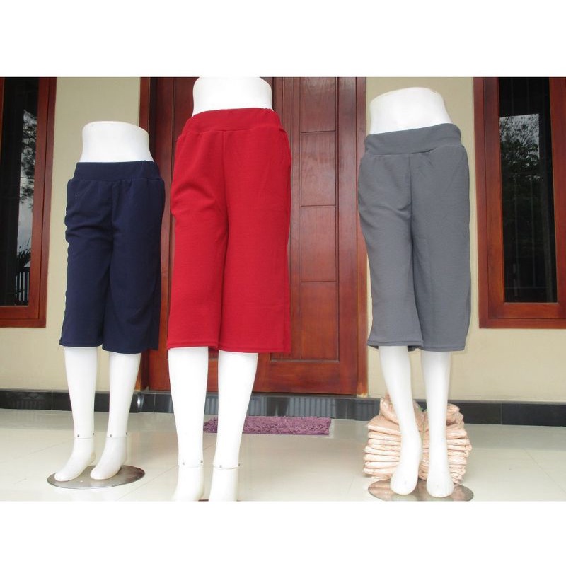 Crepe/celana kulot pendek dewasa wanita celana crepe polos