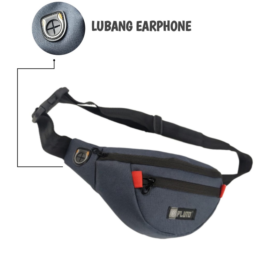 WAISTBAG TAS PINGGANG -TAS SLEMPANG PRIA - PLUTO  TERSEDIA WARNA NAVY - TAS SELEMPANG PRIA ORIGINAL