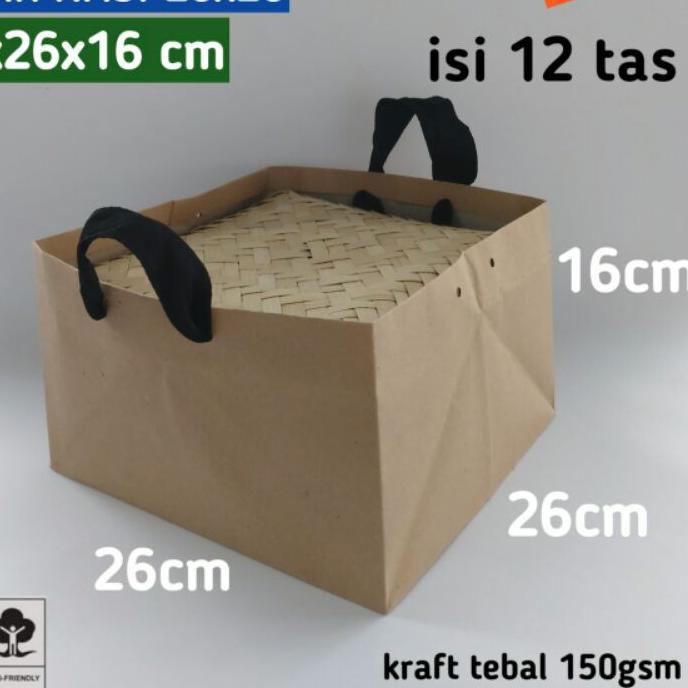 

♞ isi 12 paperbag tas dus box kotak nasi 26x26x16 tas kertas paper bag ☜