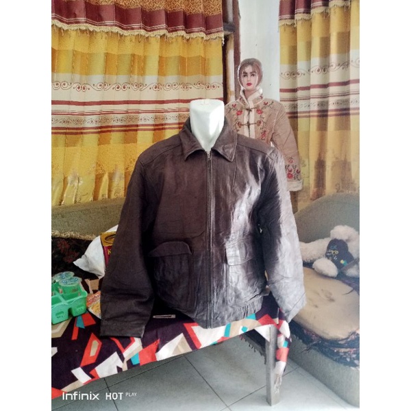 jaket kulit original import kerah shanghai