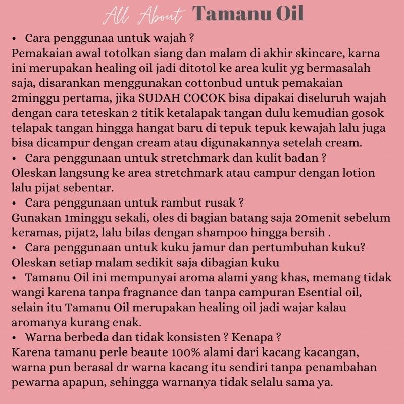 (READY) TAMANU OIL BY PERLE BEAUTY 5 ML PEARL BEAUTE BPOM MAGIC OIL 100% ORIGINAL